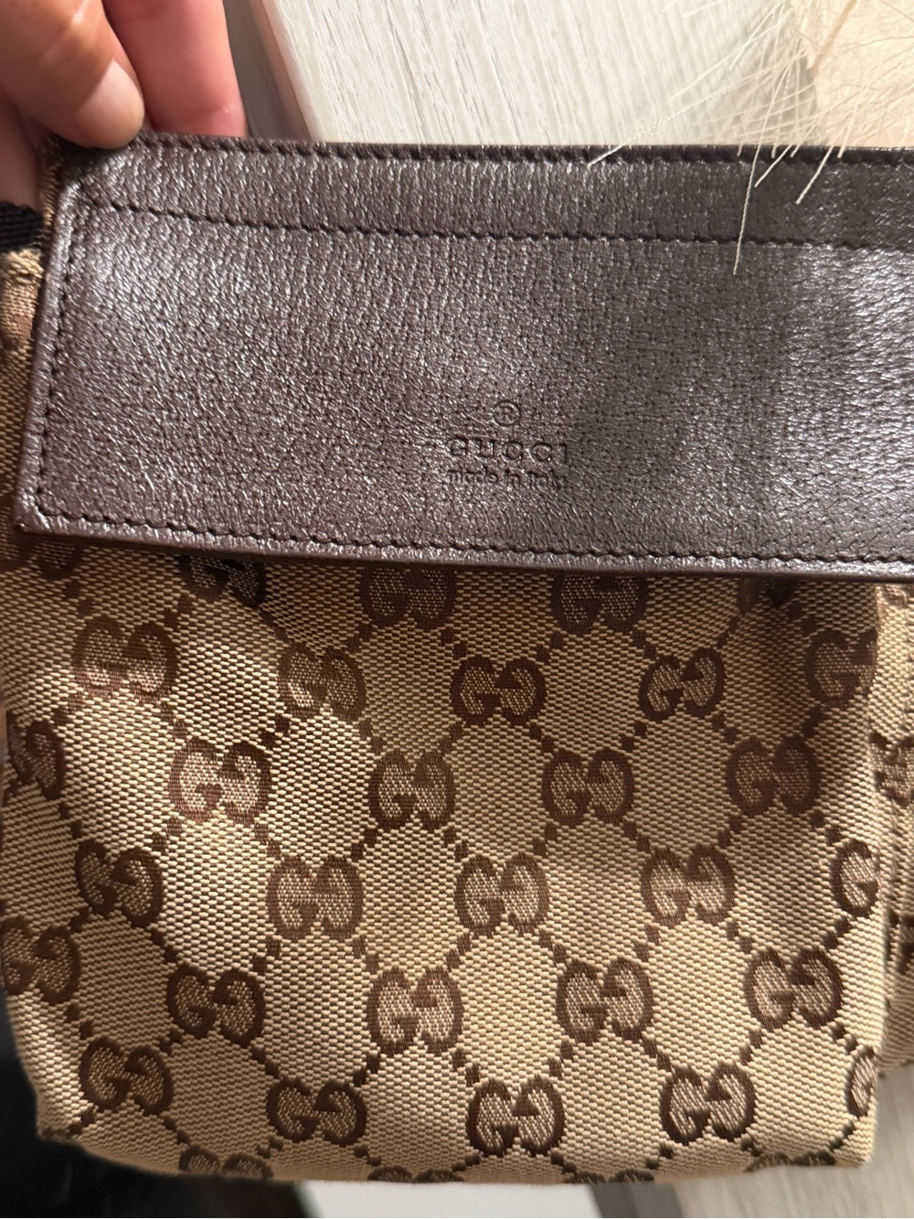 Gucci Brown & Beige Monogram Belt Bag - Picture 3 of 6